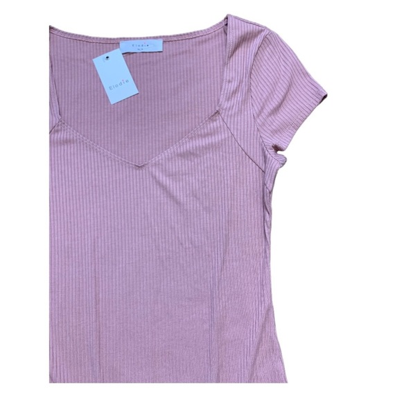 NWT NORDSTROM Elodie Ribbed Bodysuit With Cap Sleeves Rose Pink Size Medium - Picture 4 of 8